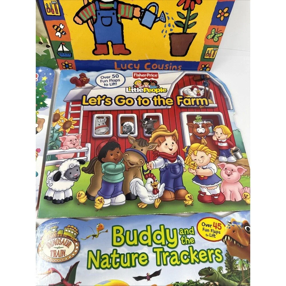LOT 6 Lift the Flap Board Books Fisher Price Little People Dinosaur Train Maisy'